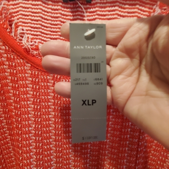 Ann Taylor  petite sz xlp. Red and white  tweed fringe dress. NWT - Picture 5 of 10
